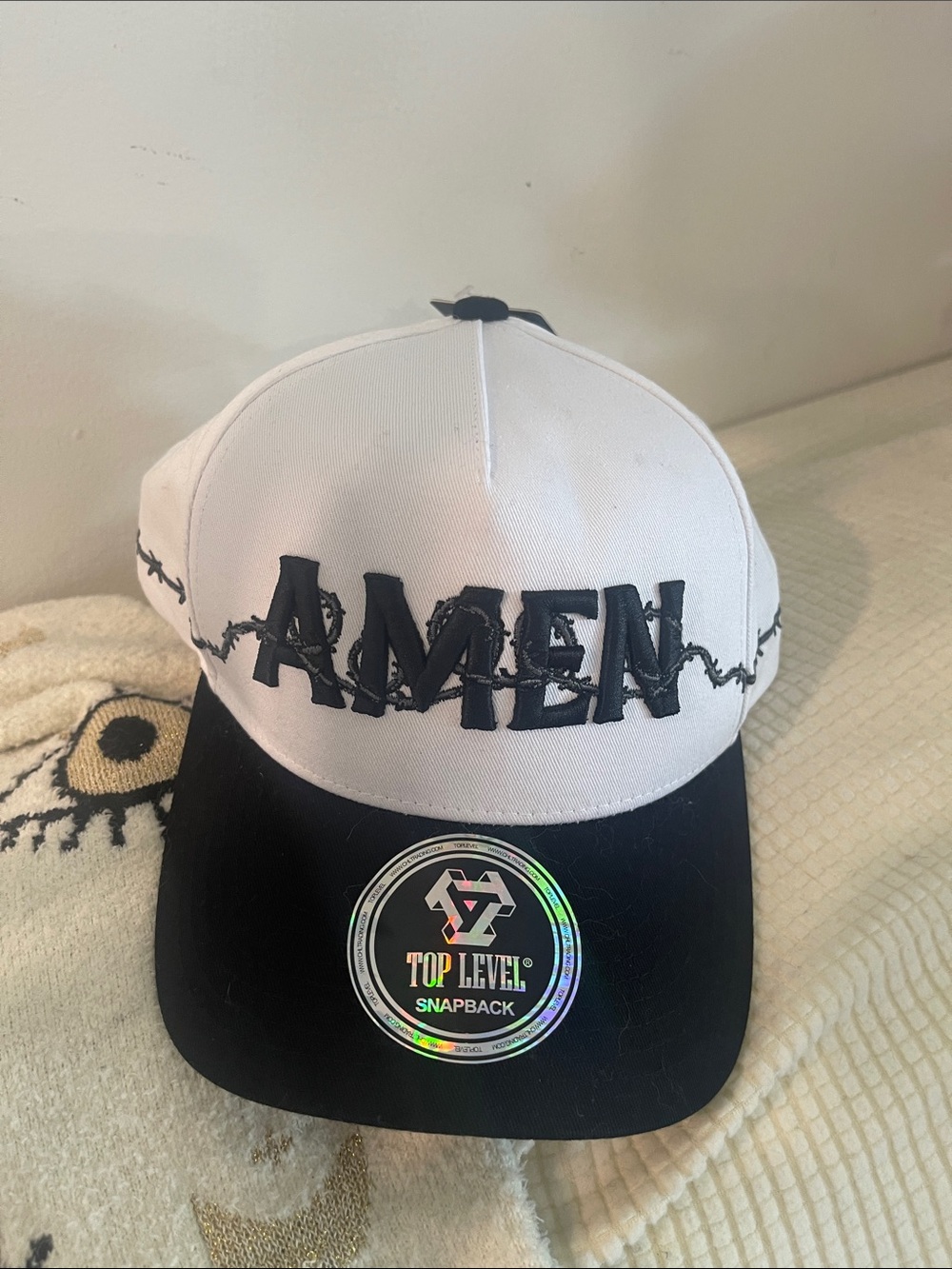 AMEN Two-Tone Snapback Cap - White & Black
